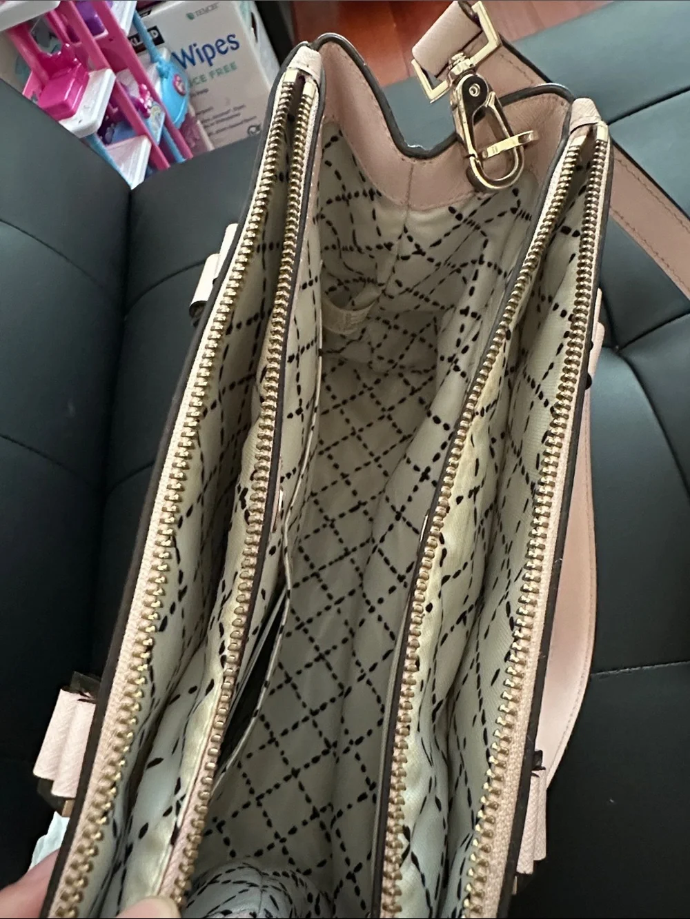 kate spade Pale Pink Saffiano Leather Satchel with Gold Hardware